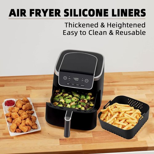 COSORI Air Fryer Silicone Liners - Reusable Square Liners for 5QT, 5.8QT, 6QT, 6.8QT | 2 Pack