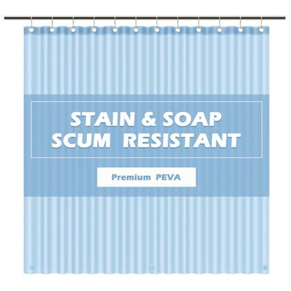 EHZNZIE Shower Curtain Liner Light Weight PEVA, Shower Liner 72x72 Inches, Waterproof, No Chemical Smell with 12 Rust Proof Metal Grommets for Bathroom Shower Curtain, Light Blue