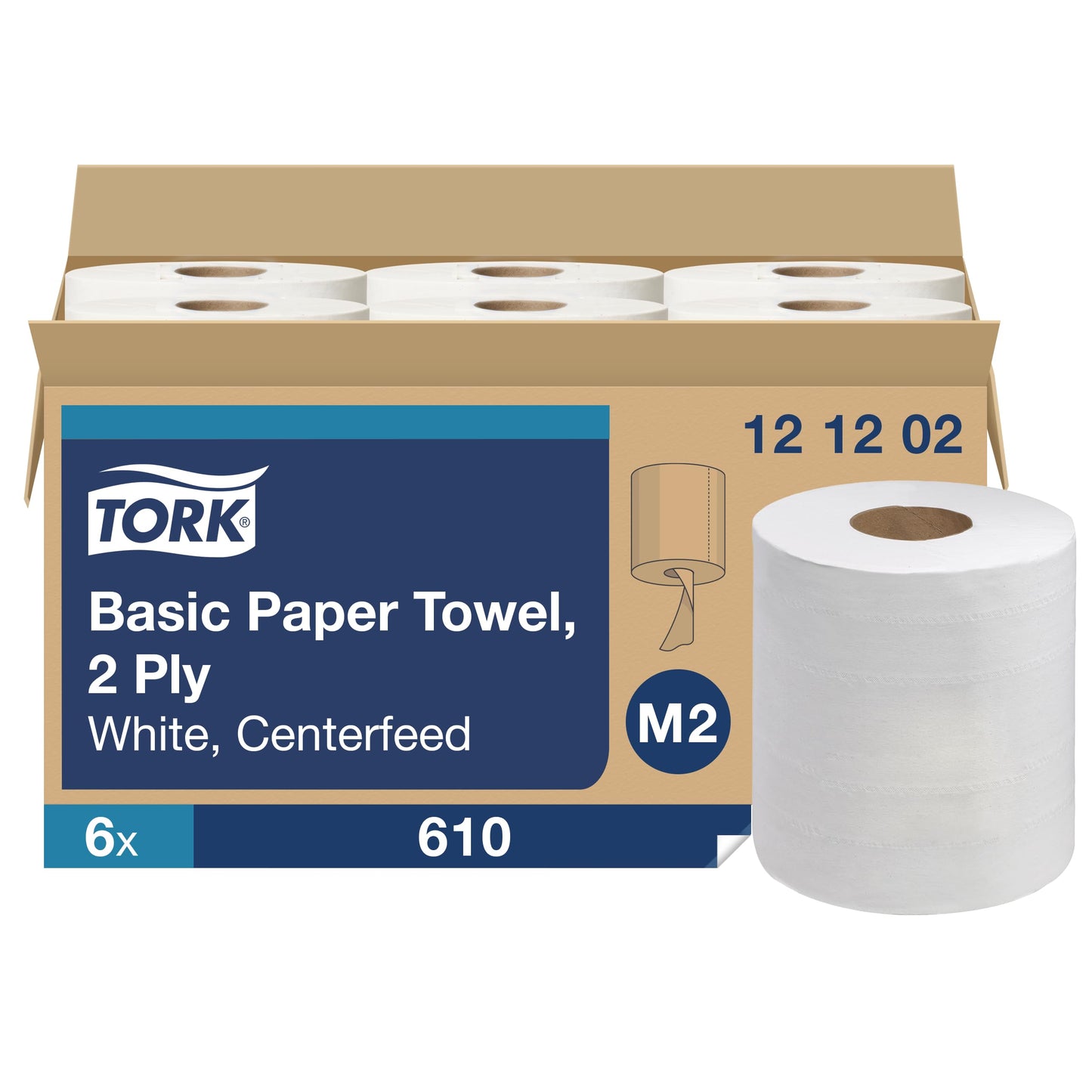 Tork Centerfeed Paper Towel White M2, High Absorbency, 6 x 610 Sheets, 121202