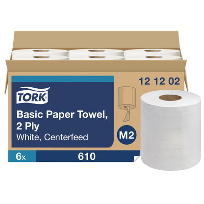 Tork Centerfeed Paper Towel White M2, High Absorbency, 6 x 610 Sheets, 121202