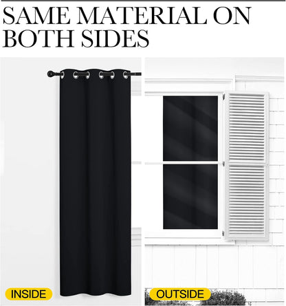 NICETOWN Blackout Curtains - Energy Saving Thermal Insulated Draperies | 55" x 92", Solid Black, 1 Pair
