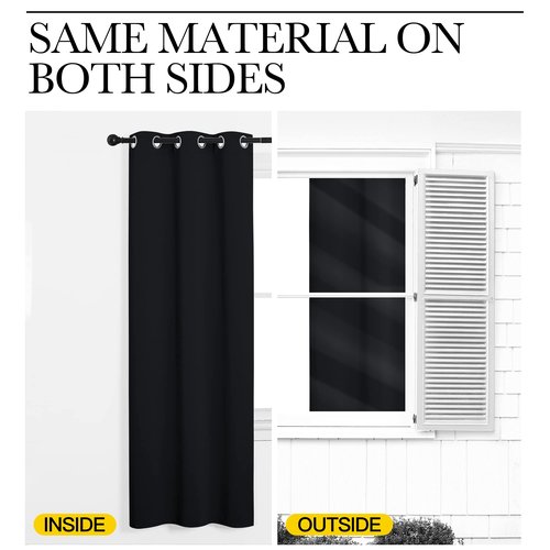 NICETOWN Black Out Curtain Panels - Home Decoration Thermal Insulated Solid Grommet Blackout Curtains/Drapes for Hall/Dining Room (Set of 2, 42 inches by 95 Inch, Black)