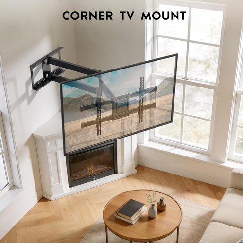BONTEC Corner TV Wall Mount - Full Motion Dual Arm Bracket for 32-75 Inch TVs | 40.9” Extension, 132 lbs Capacity