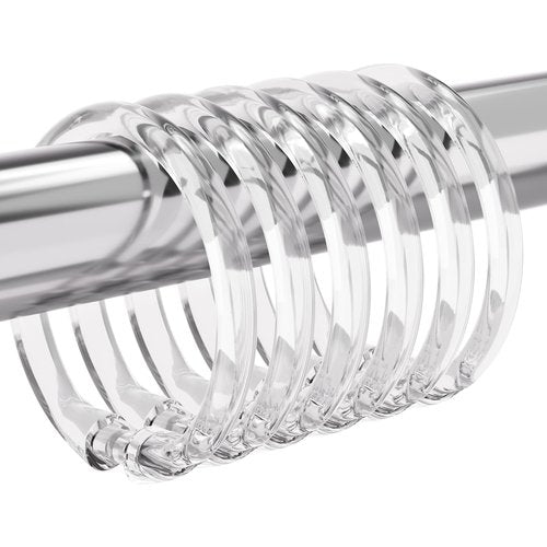 Amazer Plastic Shower Curtain Rings, 24 Pcs Shower Curtain Hooks, O Shape Clear Shower Curtain Hooks Rings, Easy to Snap Closure, Shower Hooks for Shower Curtain and Liner Bathroom