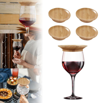 Generic Wine Glass Charcuterie Board Topper, Appetizer Glass Toppers Plate, Bamboo Wine Glass Covers, Wine Glass Coasters for Housewarming Party