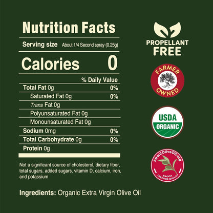 Pompeian Organic Extra Virgin Olive Oil Cooking Spray - Non-Stick, No Propellants, 5 Fl Oz