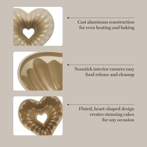 Martha Stewart Dunelle Heart-Shaped Cake Mold - 10.75" Nonstick Cast Aluminum Pan | Easy Release, Oven-Safe to 450°F