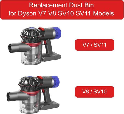 Dyson V7 V8 Dust Bin Replacement - Clear Canister Attachments for Pet Hair | Prevents Leakage & Restores Suction