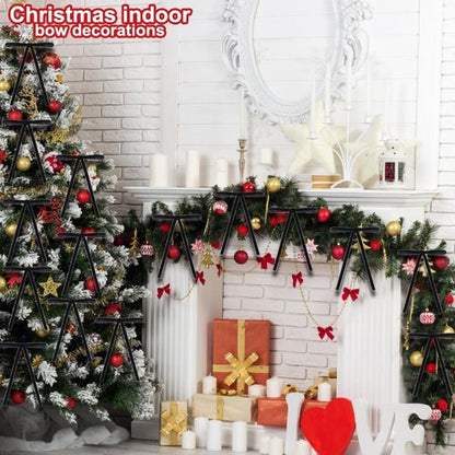 DIYDEC 24PCS Velvet Christmas Bow Ornaments - 5x7 Inch Black Ribbon Bows for Holiday Decor | Wreaths & Trees