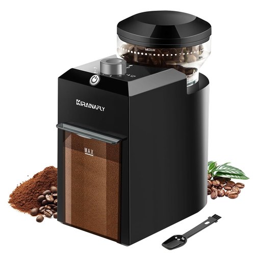 Electric Burr Coffee Grinder,Adjustable coffee grinder with 28 Precise Grind Setting for French Press, Drip Coffee and Espresso,12 Cups, (Black+Gray)