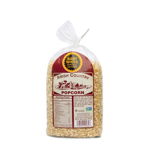Amish Country Popcorn - Baby White Popcorn Kernels | 2 lb Bag | Old Fashioned, Non-GMO & Gluten Free