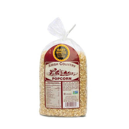 Amish Country Popcorn - Baby White Popcorn Kernels | 2 lb Bag | Old Fashioned, Non-GMO & Gluten Free