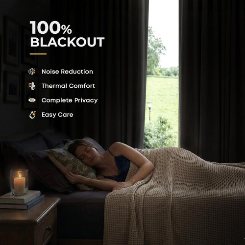INOVADAY Total Blackout Curtains - 84 Inch Thermal Insulated Drapes for Bedroom & Living Room | Beige, 2 Panels