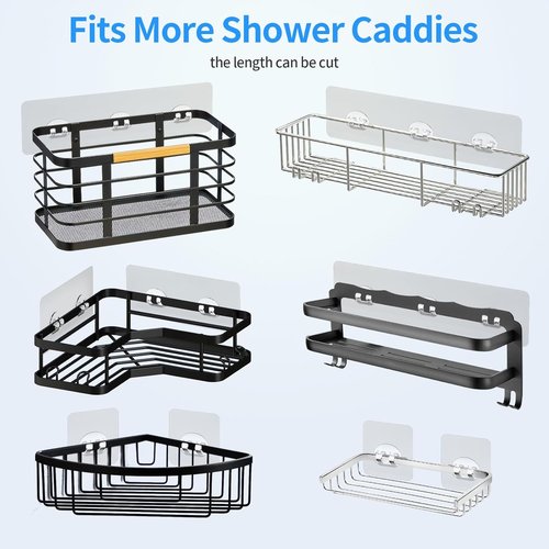 Elegant Shower Caddy - 6 PCS Waterproof Adhesive Hooks & Strips for Easy Bathroom Storage