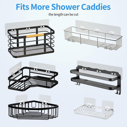 Elegant Shower Caddy - 6 PCS Waterproof Adhesive Hooks & Strips for Easy Bathroom Storage