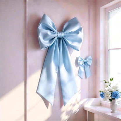 Skiennix Blue Bow Decor - 2 Pack of Large & Small Coquette Wall Backdrop for Valentine's Day & Weddings