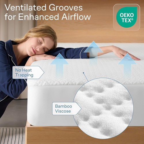 100% Waterproof King Mattress Protector - Ultimate Spill & Stain Defense for Parents & Pet Owners - Noiseless Cooling Bamboo Viscose (White)