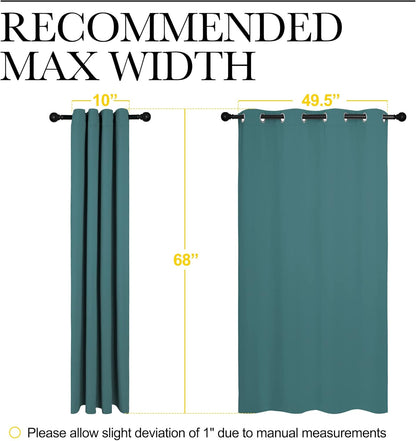 NICETOWN Blackout Curtain Panels - Thermal Insulated Draperies in Sea Teal | 55" x 68" (One Pair)