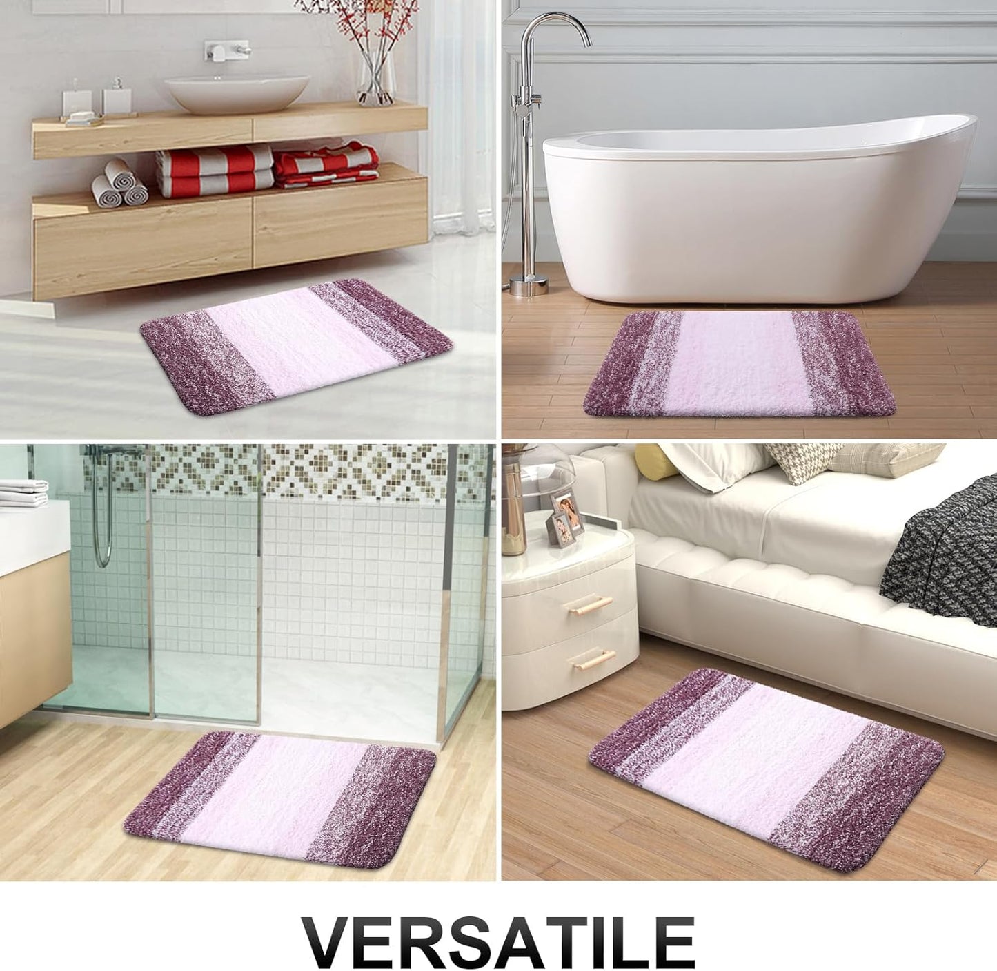 OLANLY Small Bathroom Rugs - Extra Soft Microfiber Mat 24x16 | Quick Dry & Machine Washable, Mauve