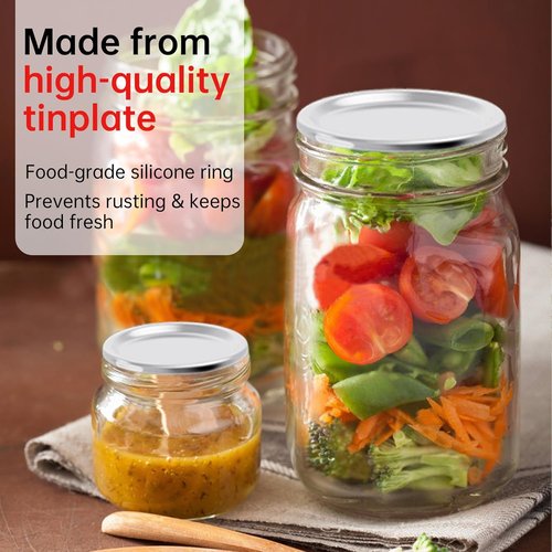 Mason Jar Lids by [Brand Name] - 48PCS Wide & Regular Mouth | No Date Reminder, Compatible with Vacuum Sealers