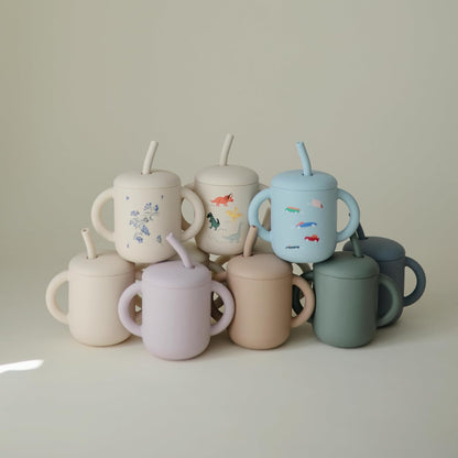 Mushie 100% Silicone Training Cup & Straw for Toddlers - Soft Lilac | Ideal for 6 Months+
