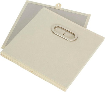 Fabric Storage Bins 6-Piece Set - Strong Poly-Woven Fabric, Sturdy Chipboard, Stackable & Foldable, Cream