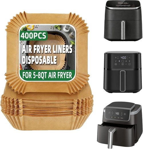 Air Fryer Liners - 400Pcs Disposable Non-Stick Parchment Paper for 5-8QT Air Fryers | 8" Square