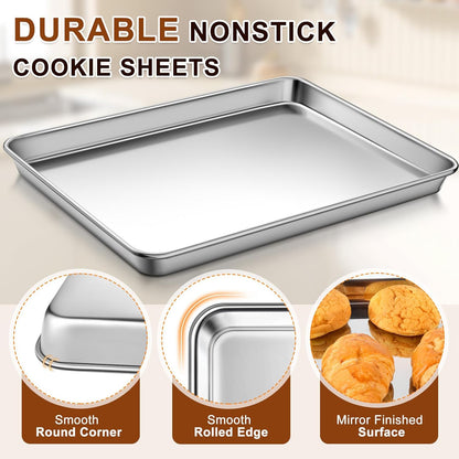 Skiennix Extra Large Stainless Steel Baking Sheet - Nonstick, Warp Resistant & Dishwasher Safe (20" x 14" x 1")