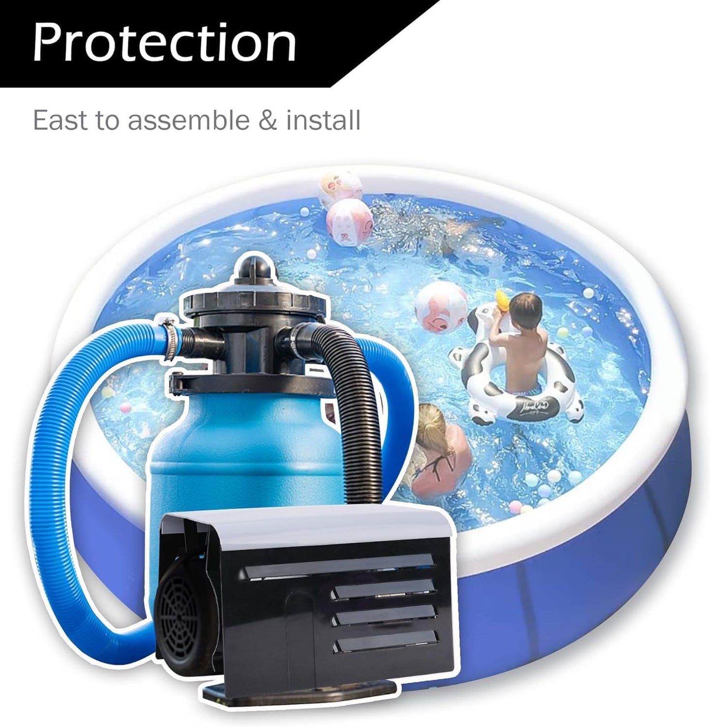 RunNico Pool Pump Covers - 2 Pack Adjustable ABS Motor Covers for Above Ground Protection