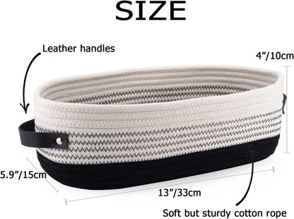 Regine Switzerland Cotton Rope Toilet Basket - Stylish Bathroom Decor & Organizer | 13"x5.9"x4", Black