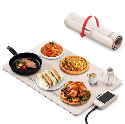Food Warming Mat, Electric Warming Mat with Adjustable Temperature, Warming Trays for Buffets Party, Food Warmer Mat (Creamy White)