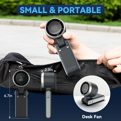 PlayHot Portable Handheld Turbo Fan - Compact Design with USB-C Cable | Sleek Black Color
