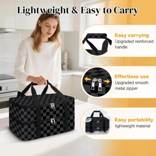 Coobiiya Insulated Casserole Carrier - Keeps Food Hot or Cold | Portable 9" x 13" Lasagna Tote Bag
