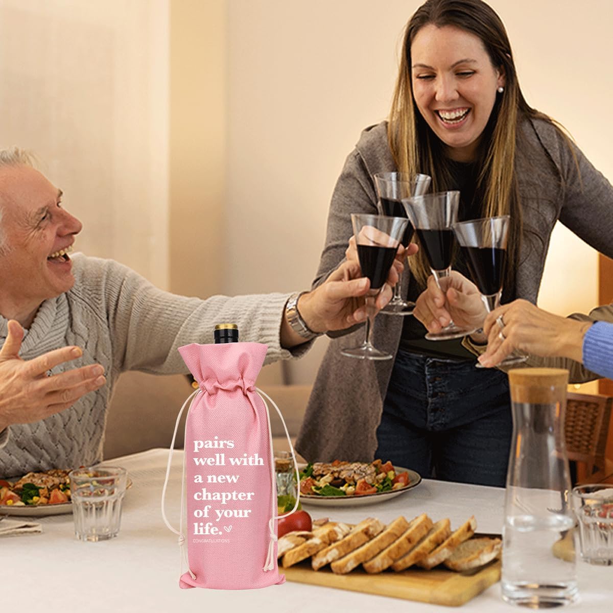 Pink Funny New Chapter Wine Bag New Beginnings Gifts for Women Men Farewell Gifts for Friends Going Away Gifts for Coworkers Women Men Moving Away Gifts for Friends New Teacher Gifts
