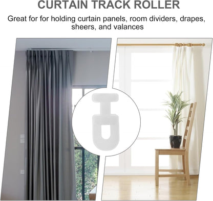 Uonlytech Curtain Track Rollers - 200Pcs Smooth Sliding Pulley Carriers for Drapes & Shower Curtains