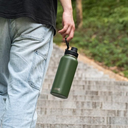 Koodee Insulated Water Bottle - 32 oz Stainless Steel Double Wall Vacuum Sport Bottle | Leakproof Spout Lid - Grass Green