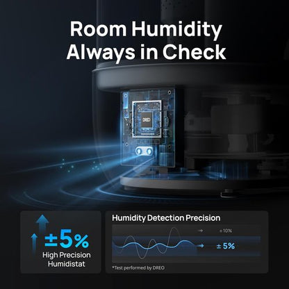 DREO 6L Top Fill Humidifier - 60H Runtime, Quiet 28 dB Cool Mist for Large Rooms & Nurseries