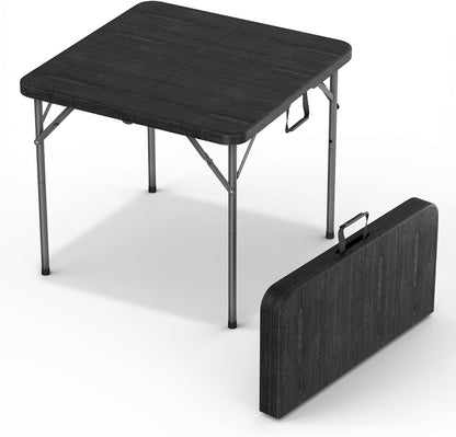 Modern Space 34" Square Foldable Table - Heavy Duty Portable Design with Built-In Handle | Ideal for Events, Picnics, and More