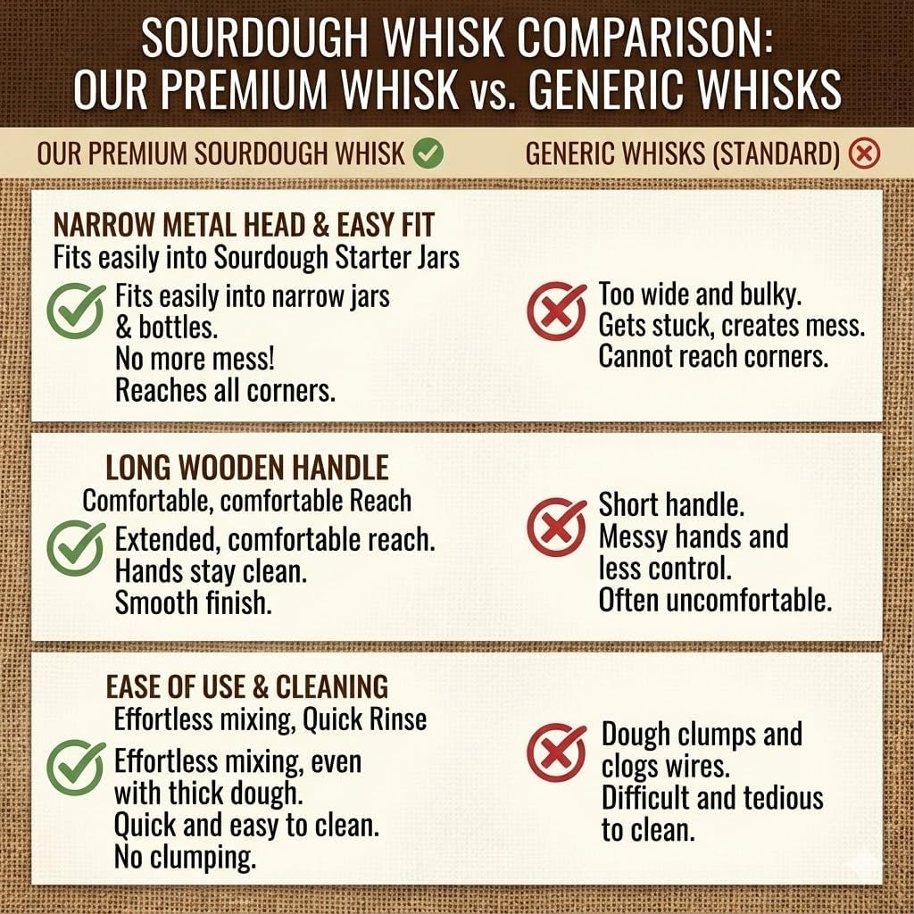 New England Sourdough Starter Co. Sourdough Starter Stirring Hook - Small Size for Jars | Enhance Mixing for Superior Baking Results
