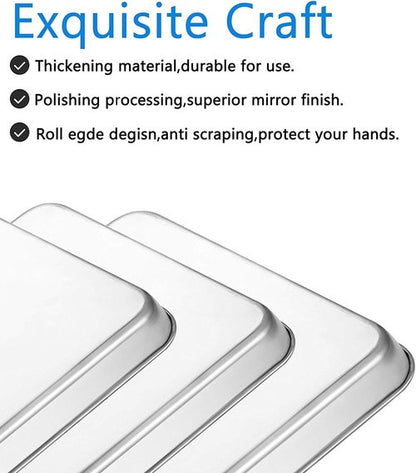 Bastwe Cookie Sheet Set - Commercial Grade Stainless Steel Baking Pans | Non-Toxic & Easy Clean