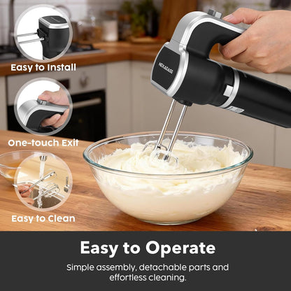 Skiennix 2-In-1 Hand Mixer & Immersion Blender - Portable Electric Handheld Mixer with Beater & Blending Cup for Smoothies, Baby Food, Baking & Soup