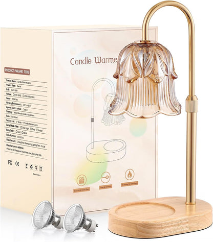 Skiennix Candle Warmer Lamp - Adjustable Timer & Height | Dimmable Vintage Base for Scented Wax Melts