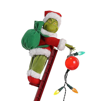 Grinch Animated Utility Sleigh with Ladder, LED Lights & Max the Dog – 34.5" Holiday Decoration