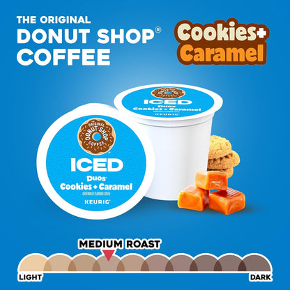 Original Donut Shop | Iced Duos Cookies & Caramel Coffee | 60 Keurig K-Cup Pods (6 Packs of 10)
