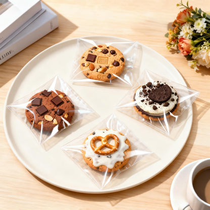 PigPotParty Cookie Bags 4''x 6", 100 Pcs Self Sealing Cellophane Treat Bags, Small Clear Plastic Goodie Bag for Gift, Snack, Party Favor, Candy