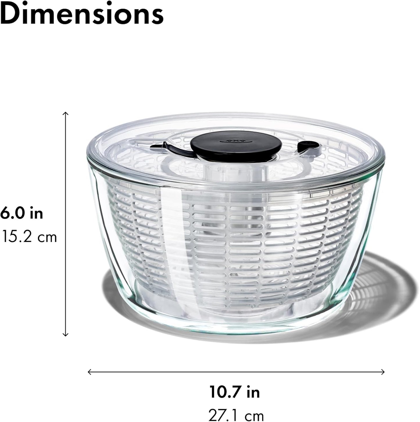 OXO Good Grips Glass Salad Spinner - Large 6.22-Qt BPA-Free Lettuce & Fruit Washer with Easy Pump