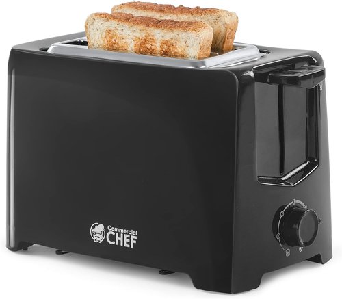 Commercial Chef 2-Slice Toaster - Extra Wide Slots & 6 Shade Settings - Cool Touch Housing, Black