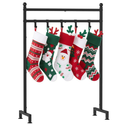 GloTika Christmas Stocking Holder Stand - 6-Hook Freestanding, Black (Variation: Black-6 Hooks)