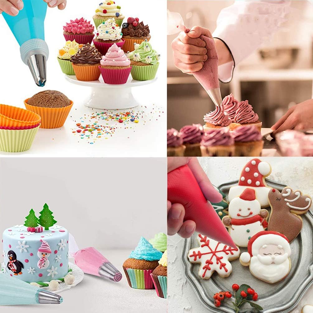 Tipless Piping Bags by 122Pieces - 100 Disposable Pastry Bags for Icing & Cookie Decorating - Includes 10 Ties, 10 Clips & 2 Scribers - Perfect for Cakes & Cookies (10 Inch)