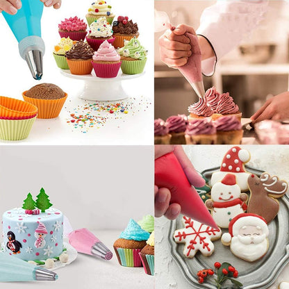 Tipless Piping Bags by 122Pieces - 100 Disposable Pastry Bags for Icing & Cookie Decorating - Includes 10 Ties, 10 Clips & 2 Scribers - Perfect for Cakes & Cookies (10 Inch)